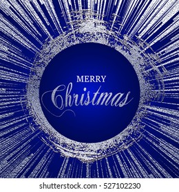 Merry Christmas silver glittering lettering design. Vector illustration. Element for greeting cards, posters