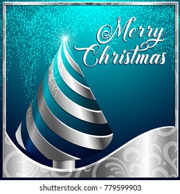 Merry Christmas, silver Christmas tree 2018, 2019, 2020