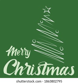 merry christmas simple card in green