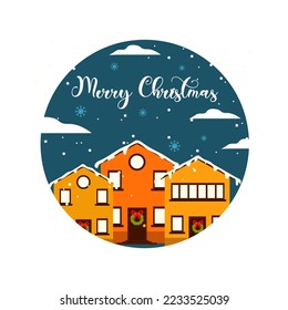 Feliz navidad, simple diseño plano. ilustración vectorial de noche de navidad