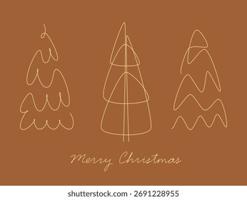 Felices Navidades. Afiche simple del árbol de Navidad. Ilustración vectorial.
