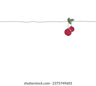 Frohe Weihnachten Single-Stretchkunst. Holiday Grußkartendekoration Weihnachtsbaum Silhouette Konzept Design eine Skizze Umrisszeichnung Vektorgrafik. Weihnachten eine Linie Kunst.