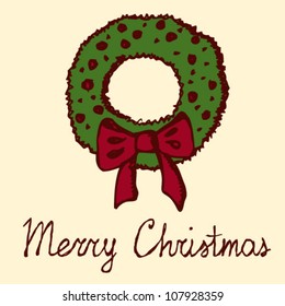 Merry Christmas, sketch vector postcard