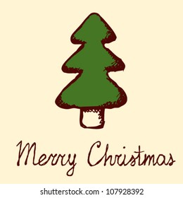 Merry Christmas, sketch vector postcard