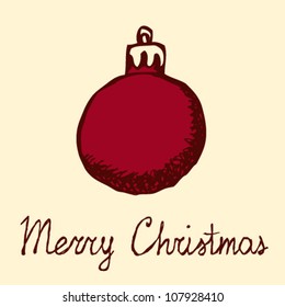 Merry Christmas, sketch vector postcard