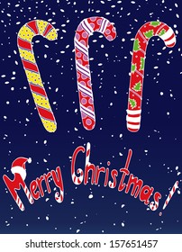 Merry Christmas, sketch vector postcard