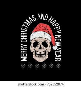 MERRY CHRISTMAS SKULL BLACK BACKGROUND