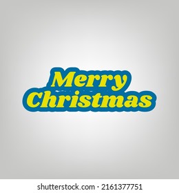 Merry Christmas slogan. Icon in colors of Ukraine flag (yellow, blue) at gray Background. Illustration.