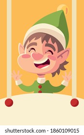 merry christmas smiling helper cartoon celebration vector illustration