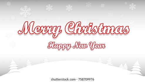 Merry christmas with snow down background vector desing 