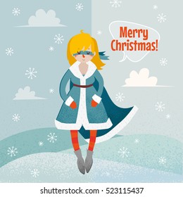 Merry Christmas Snow Girl vector illustration