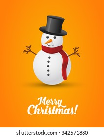 Merry Christmas Snow Man Greeting Card. Vector Illustration.