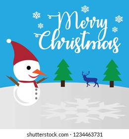 Merry christmas snow man vector illustration 