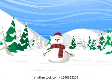 merry Christmas snow man Winter In the midst of the cold winter vector