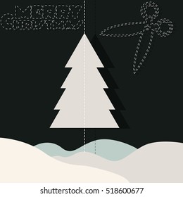 Merry Christmas and snow on the black background
