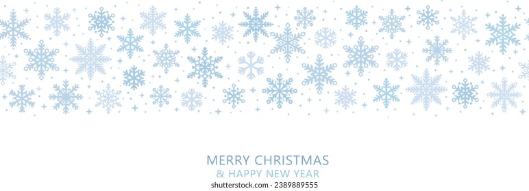Feliz Navidad copo de nieve patrón de repetición sin inconvenientes, banner de fondo de invierno, diseño de concepto de saludo de vacaciones