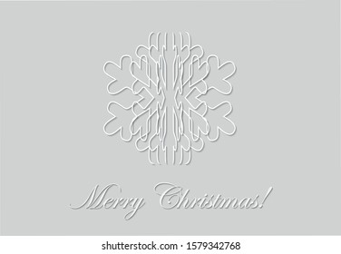 Merry Christmas snowflake, minimal vector illustration with depth and shadow