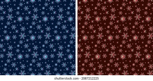 Merry Christmas Snowflake Pattern In Red And Blue Color
