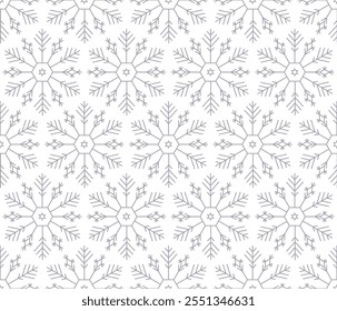 Merry Christmas snowflake seamless pattern. Christmas geometric pattern for fabric textile, package, gift box. Endless hexagonal texture