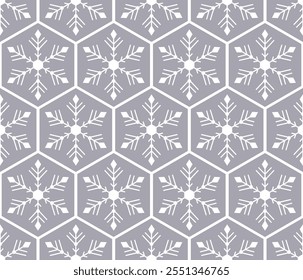 Merry Christmas snowflake seamless pattern. Christmas geometric pattern for fabric textile, package, gift box. Endless hexagonal texture