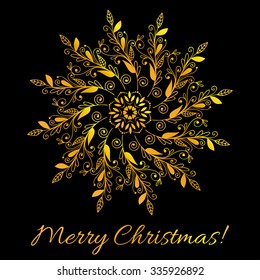Merry Christmas snowflake. Vector illustration.
