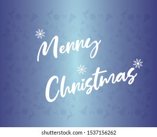 Merry Christmas with snowflakes and a blue background