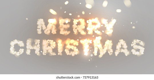 Merry Christmas Snowflakes Blurred White Silver Background | New Year vector illustration