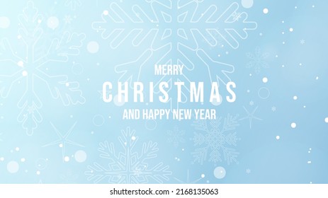 Merry Christmas with snowflakes , on blue background with bokeh , Flat Modern design, illustration Vector EPS 10