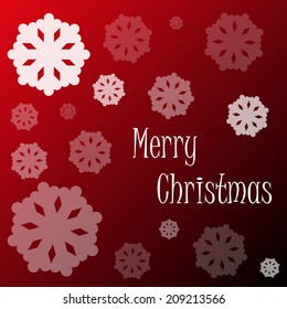 merry christmas snowflakes on red background