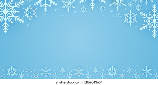 Merry Christmas, snowflakes pattern background, snow falling banner, copy space, paper art style