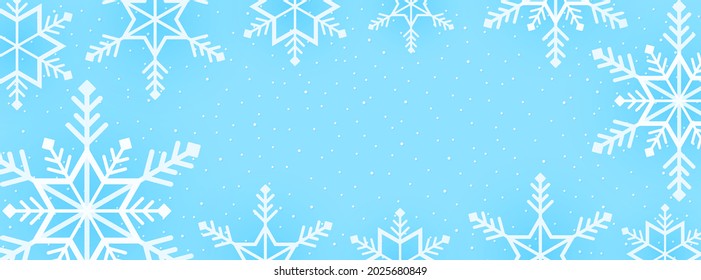 Merry Christmas, snowflakes pattern background, snow falling banner with copy space, paper art style