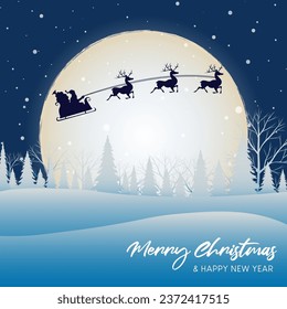 Merry Christmas with snowflakes and christmas tree on Background. Christmas card. Christmas greetings card vector.