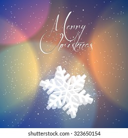 Merry Christmas snowflakes typography illustration