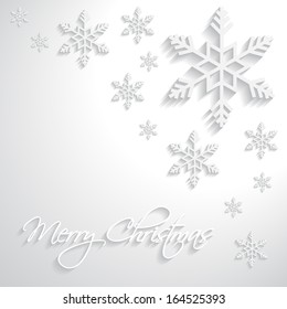 Merry Christmas snowflakes vector paper 3d