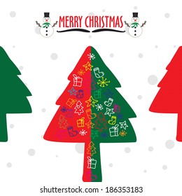 Merry Christmas snowman and background Vector