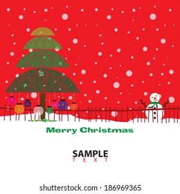 Merry Christmas snowman and background Vector