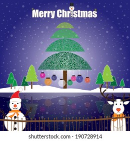 Merry Christmas snowman and background Vector