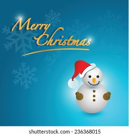 merry christmas snowman card illustration design over a blue background