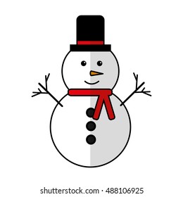 merry christmas snowman character icon vector illustration design