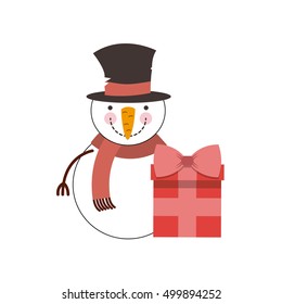 merry christmas snowman character icon vector illustration design