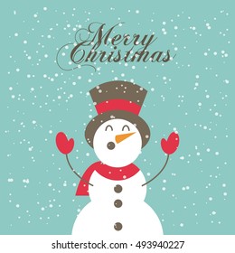 merry christmas snowman decoration card vector illustration design