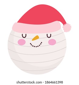 merry christmas snowman face cartoon decoration and celebration icon vector illustration
