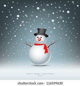 Merry Christmas Snowman Greeting card, vector illustration