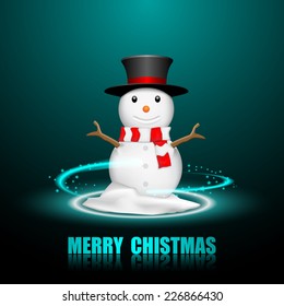 Merry Christmas Snowman Greeting card, vector illustration
