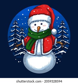 Merry christmas snowman vector illustration for your company or brand