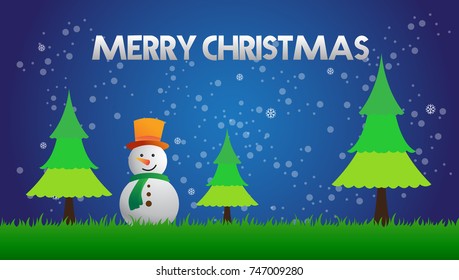 merry christmas,  Snowman vector illustration