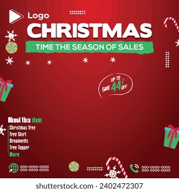 Merry christmas social media banner or instagram post template | Realistic christmas season celebration with instagram stories instagram and facebook story template | Merry christmas theme banner