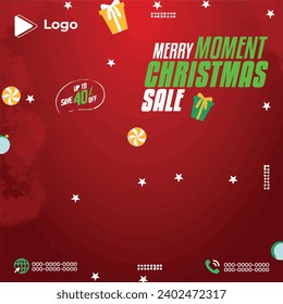 Merry christmas social media banner or instagram post template | Realistic christmas season celebration with instagram stories instagram and facebook story template | Merry christmas theme banner