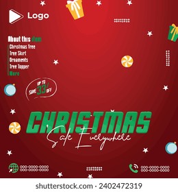 Merry christmas social media banner or instagram post template | Realistic christmas season celebration with instagram stories instagram and facebook story template | Merry christmas theme banner