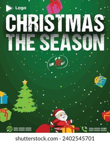 Merry christmas social media banner or instagram post template | Realistic christmas season celebration with instagram stories instagram and facebook story template | Merry christmas theme banner